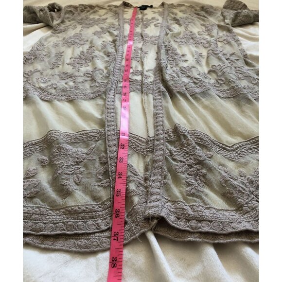 Miss Chievous Embroidered Mesh Kimono Cardigan Womens L/XL Sheer Boho Festival - Picture 7 of 7